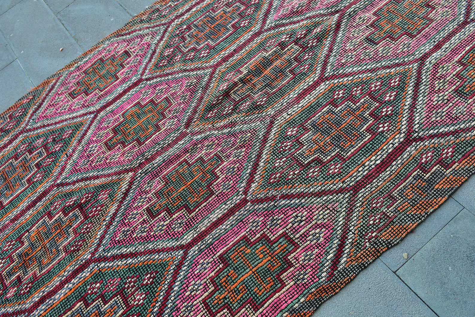 XL Vintage Kilim Turkish Accent Area rug 5.2 x 8.3 ft