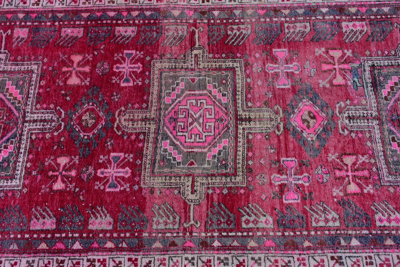 Vintage Turkish Runner Rug 3.3 x 9.8 ft