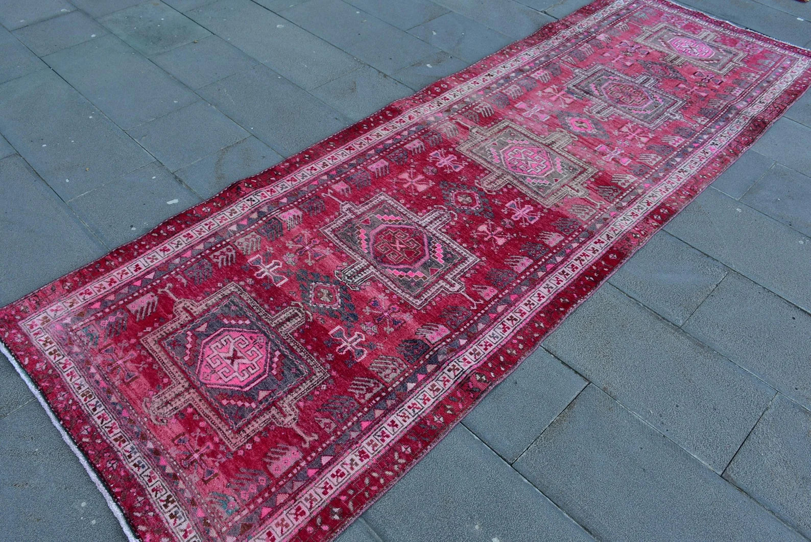 Vintage Turkish Runner Rug 3.3 x 9.8 ft