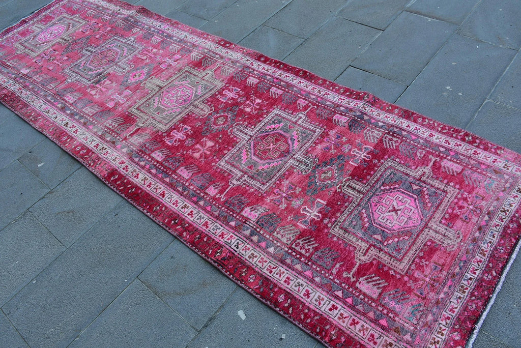 Vintage Turkish Runner Rug 3.3 x 9.8 ft