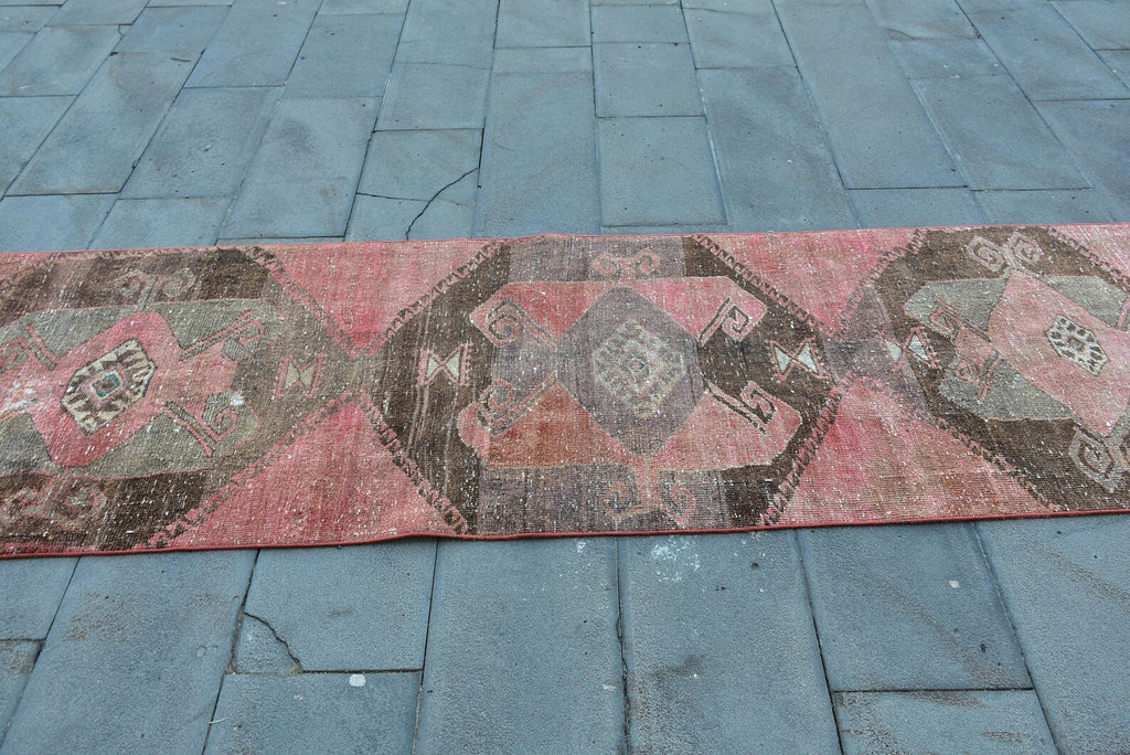 Vintage Turkish Runner Rug 2.8 x 12.2 ft