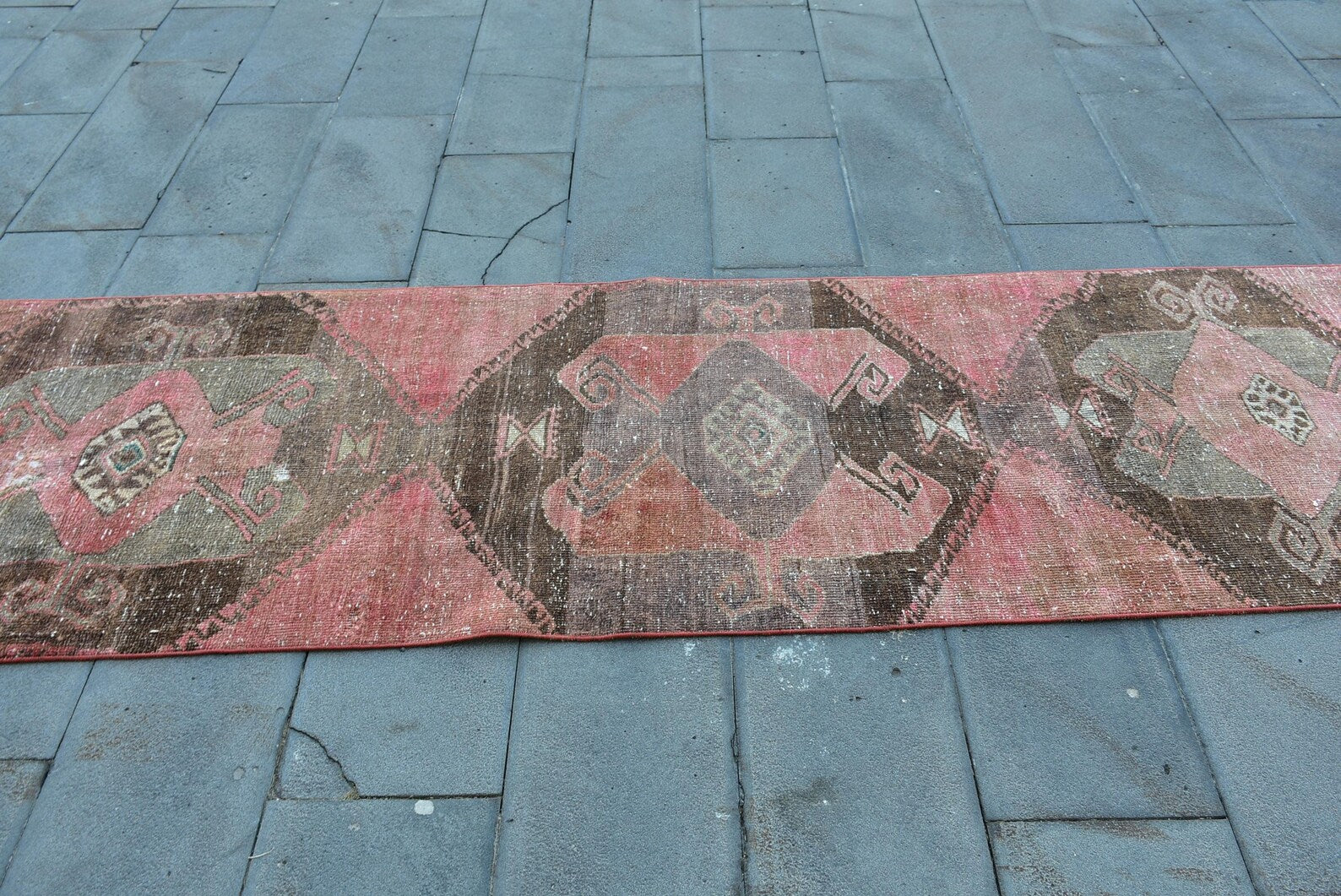 Vintage Turkish Runner Rug 2.8 x 12.2 ft