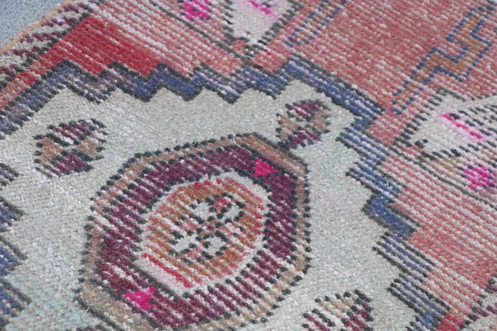 Vintage Turkish Mini Rug 1.4 x 2.9 ft