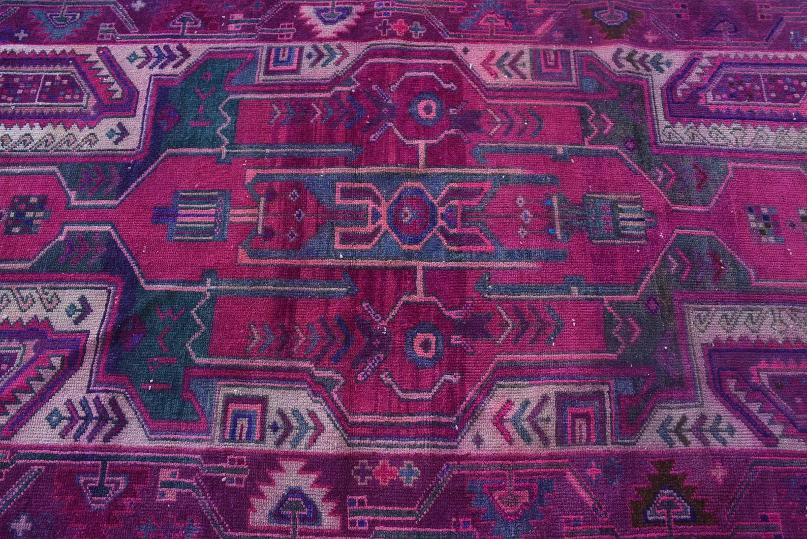 Vintage Turkish Accent Area rug 4.2 x 8.8 ft