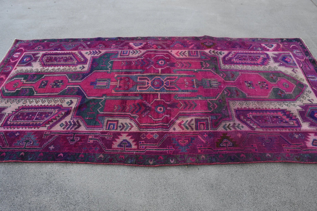 Vintage Turkish Accent Area rug 4.2 x 8.8 ft