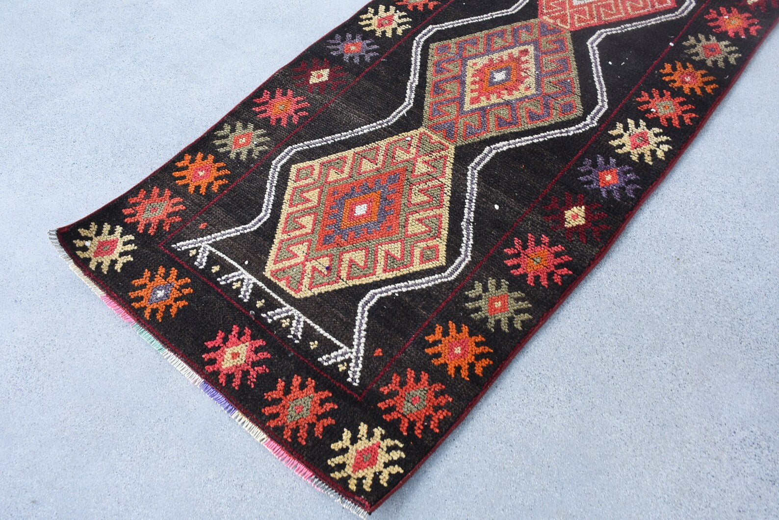Vintage Turkish Runner Rug 3.1 x 10.3 ft