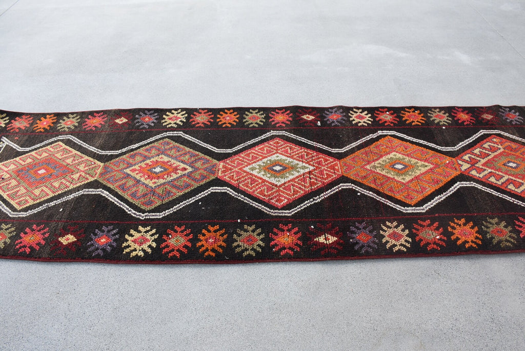 Vintage Turkish Runner Rug 3.1 x 10.3 ft