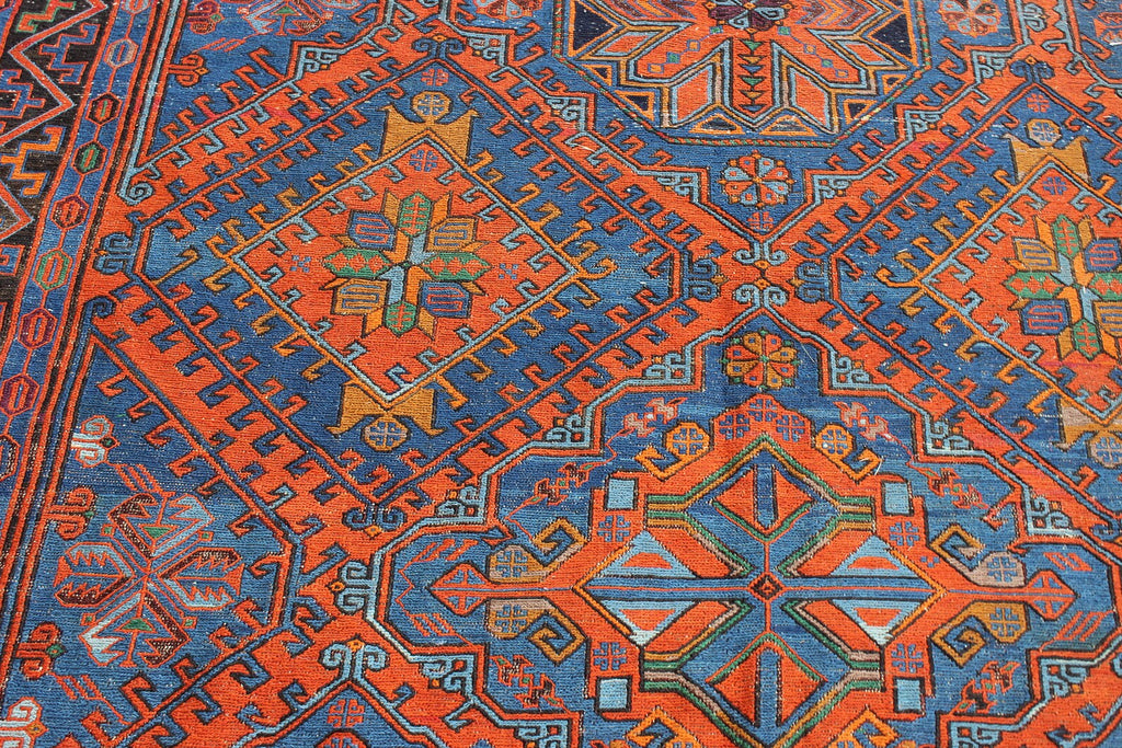 XL Vintage Soumak Accent Area Rug 7.2 x 11.5 ft