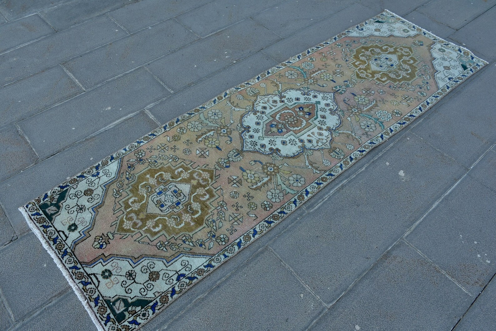 Vintage Persian Runner Rug 2.3 x 7.4 ft
