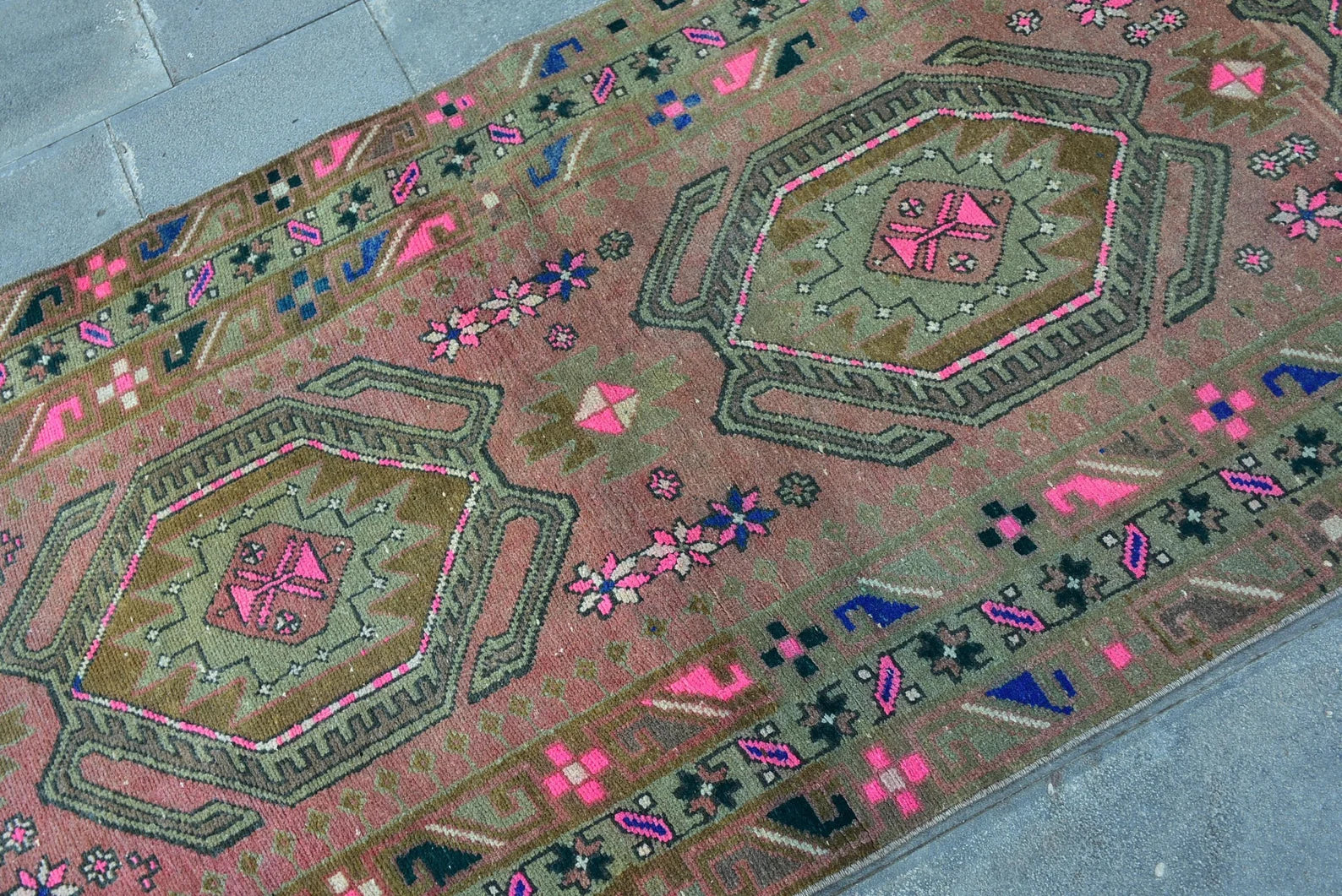 Vintage Persian Runner Rug 3.4 x 10.5 ft
