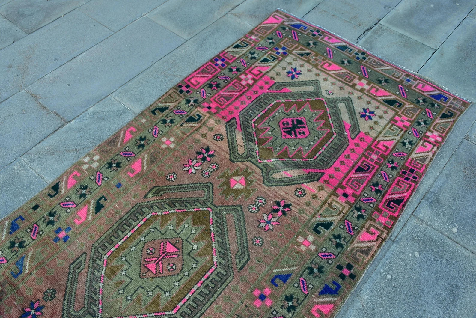 Vintage Persian Runner Rug 3.4 x 10.5 ft