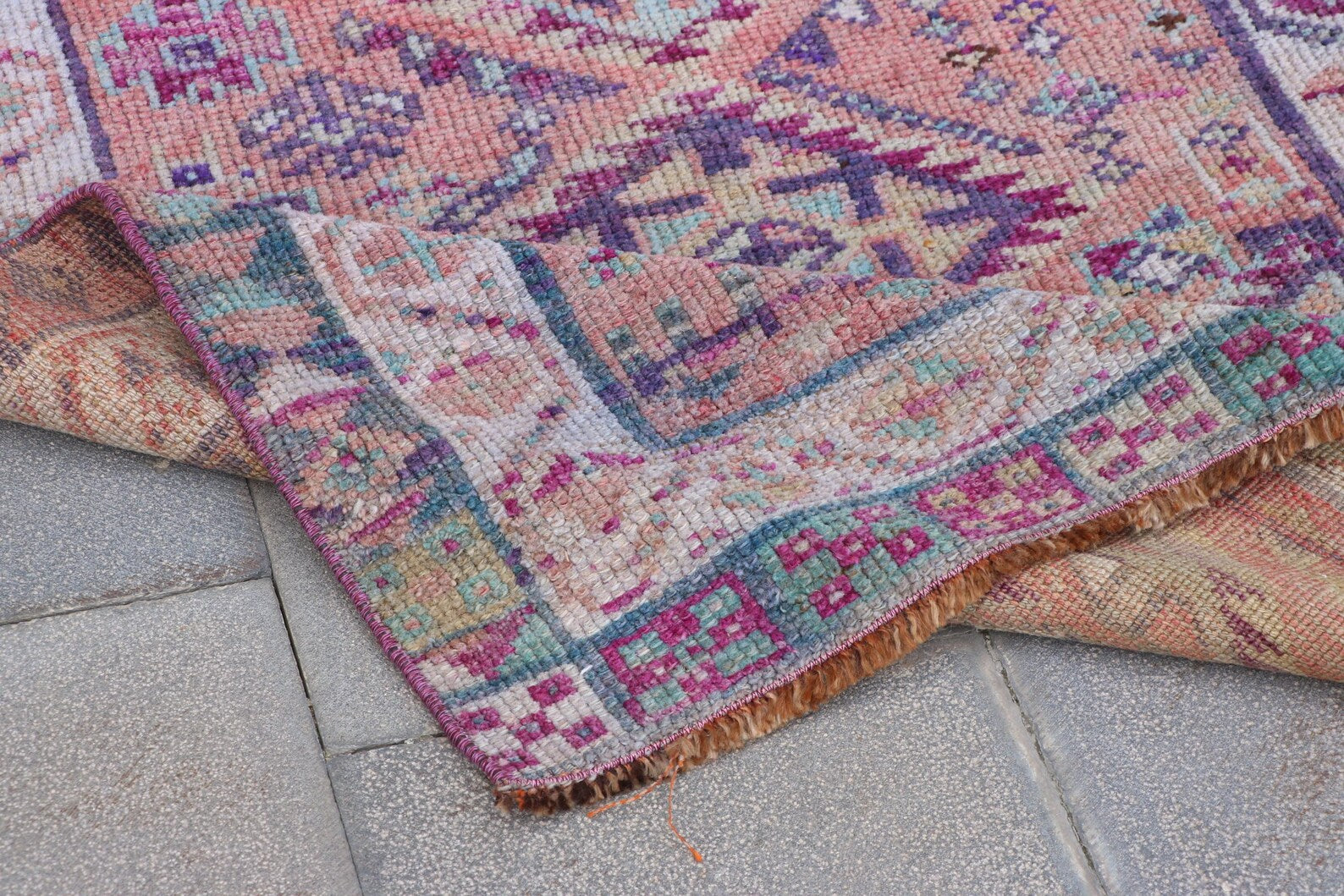 Vintage Turkish Runner Rug 3.1 x 7.5 ft
