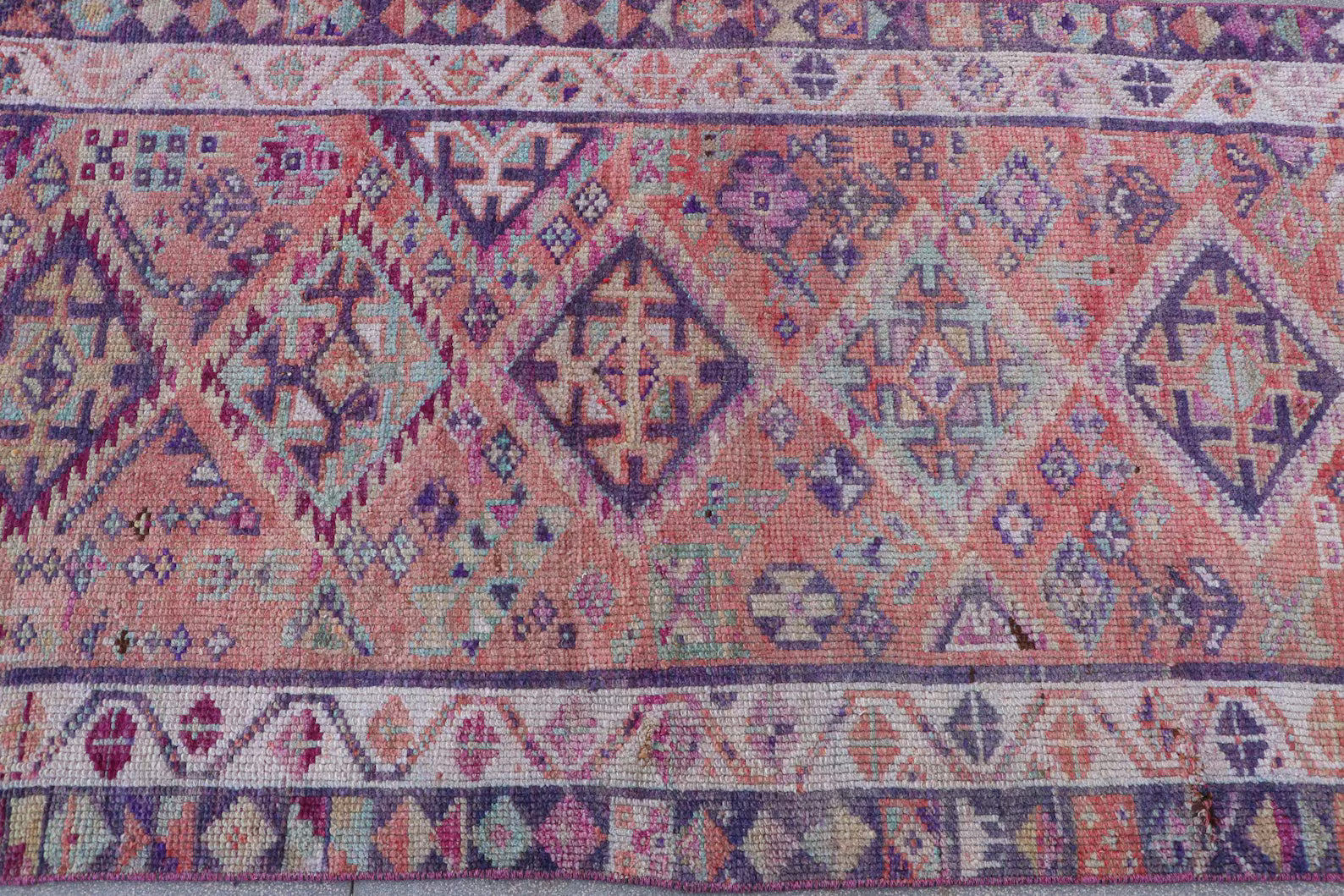Vintage Turkish Runner Rug 3.1 x 7.5 ft