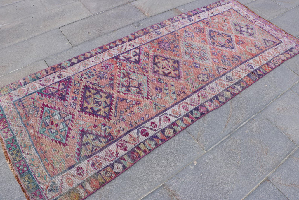 Vintage Turkish Runner Rug 3.1 x 7.5 ft