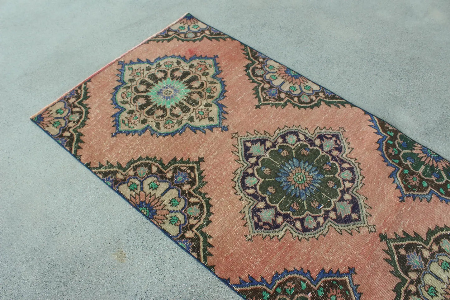 Vintage Turkish Accent Area Rug 3.2 x 6.6 ft