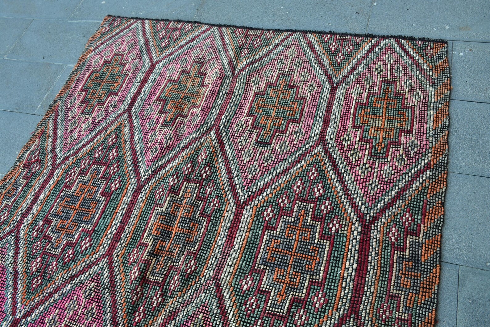 XL Vintage Kilim Turkish Accent Area rug 5.2 x 8.3 ft