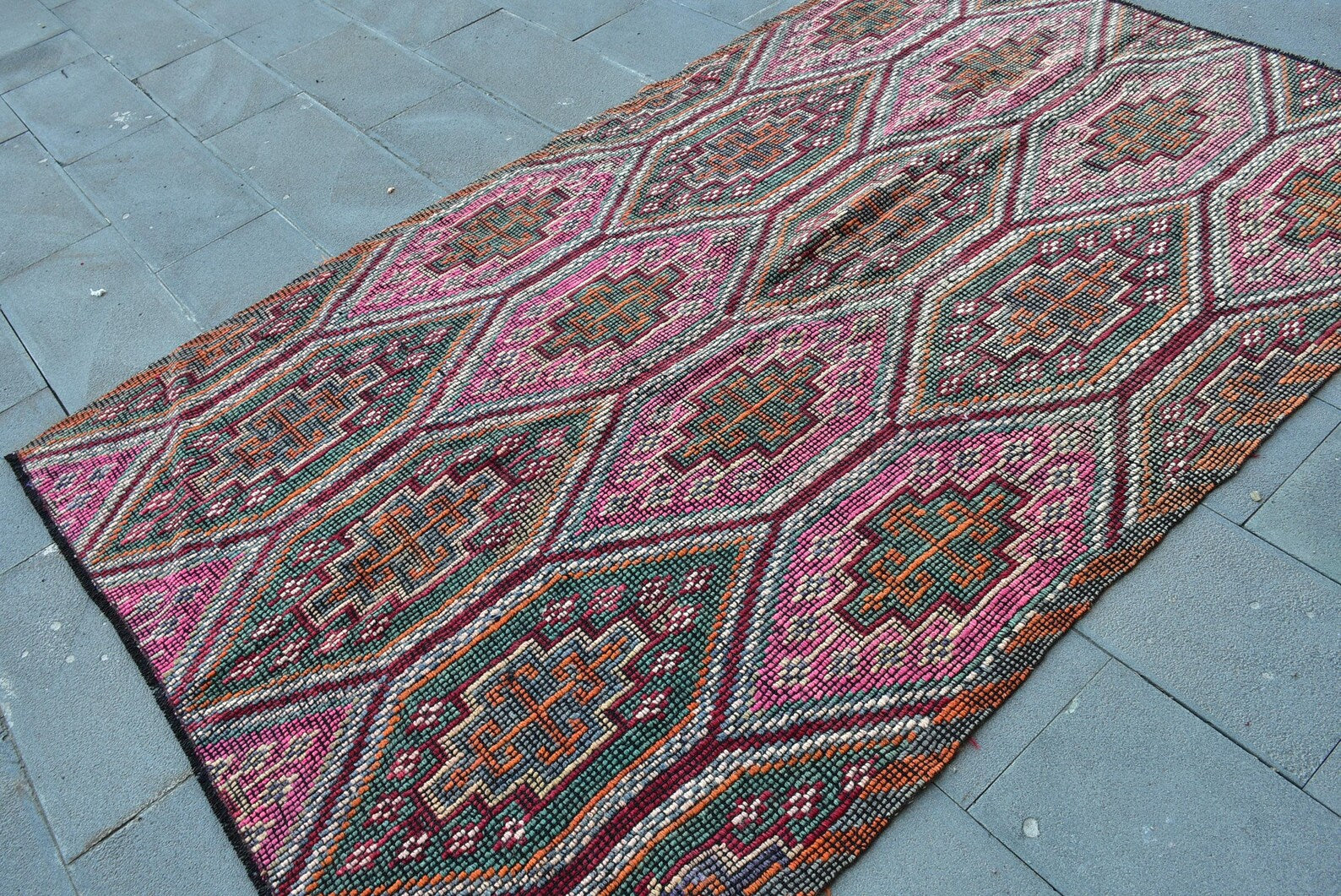 XL Vintage Kilim Turkish Accent Area rug 5.2 x 8.3 ft