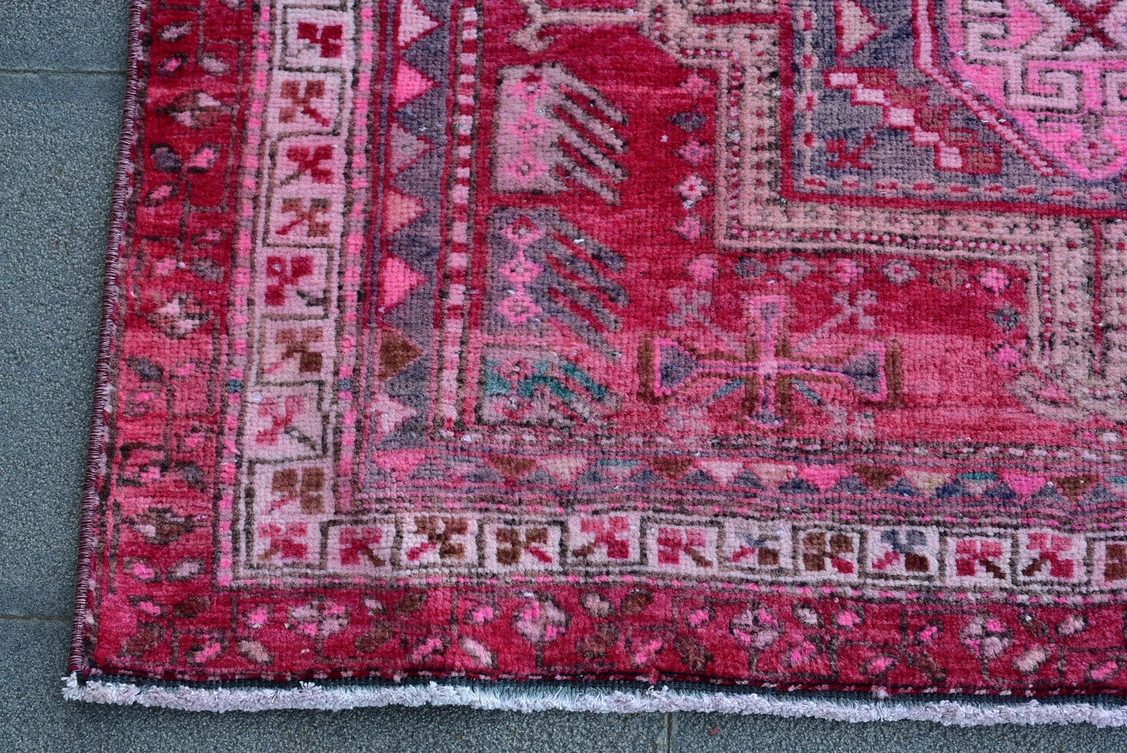 Vintage Turkish Runner Rug 3.3 x 9.8 ft