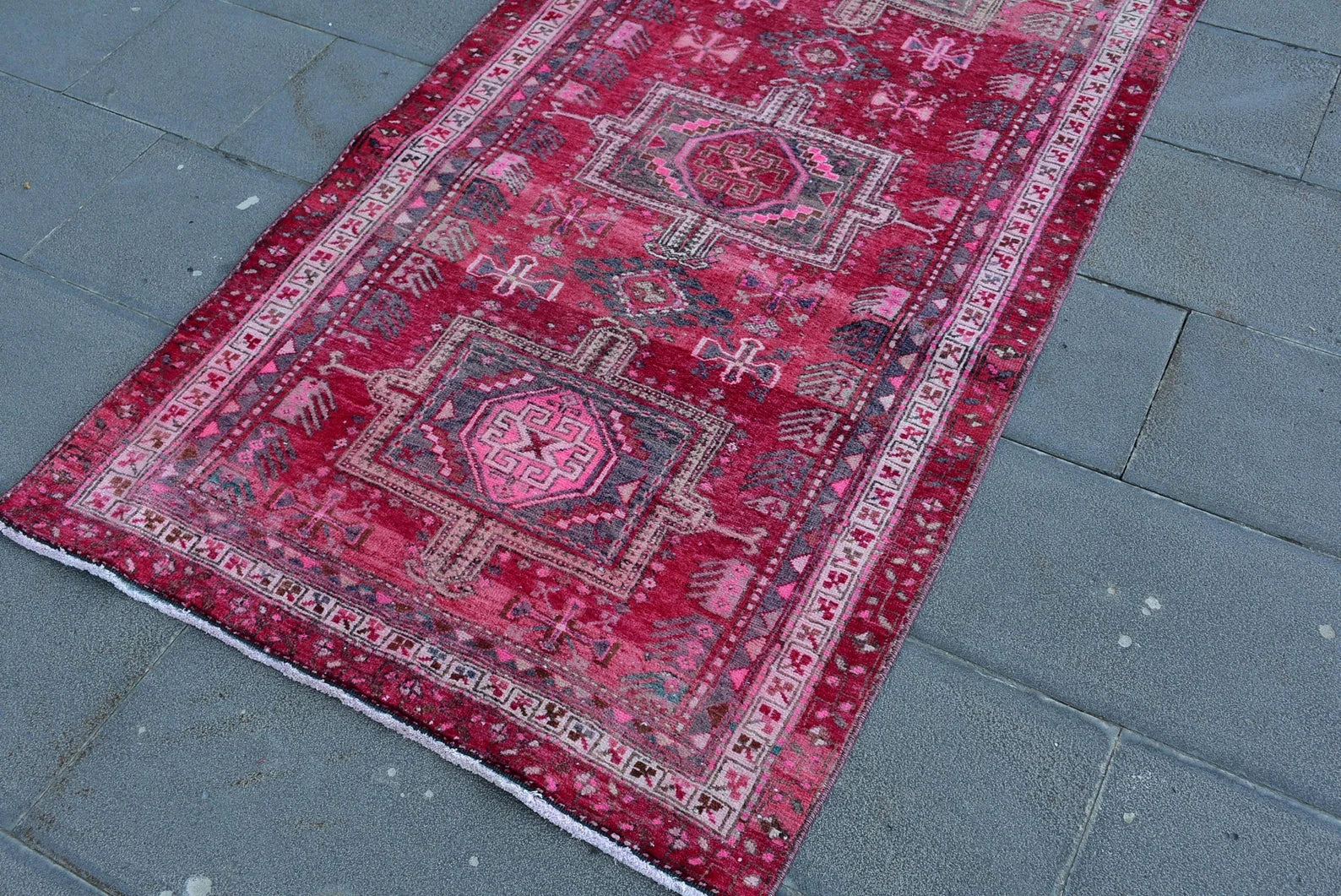 Vintage Turkish Runner Rug 3.3 x 9.8 ft