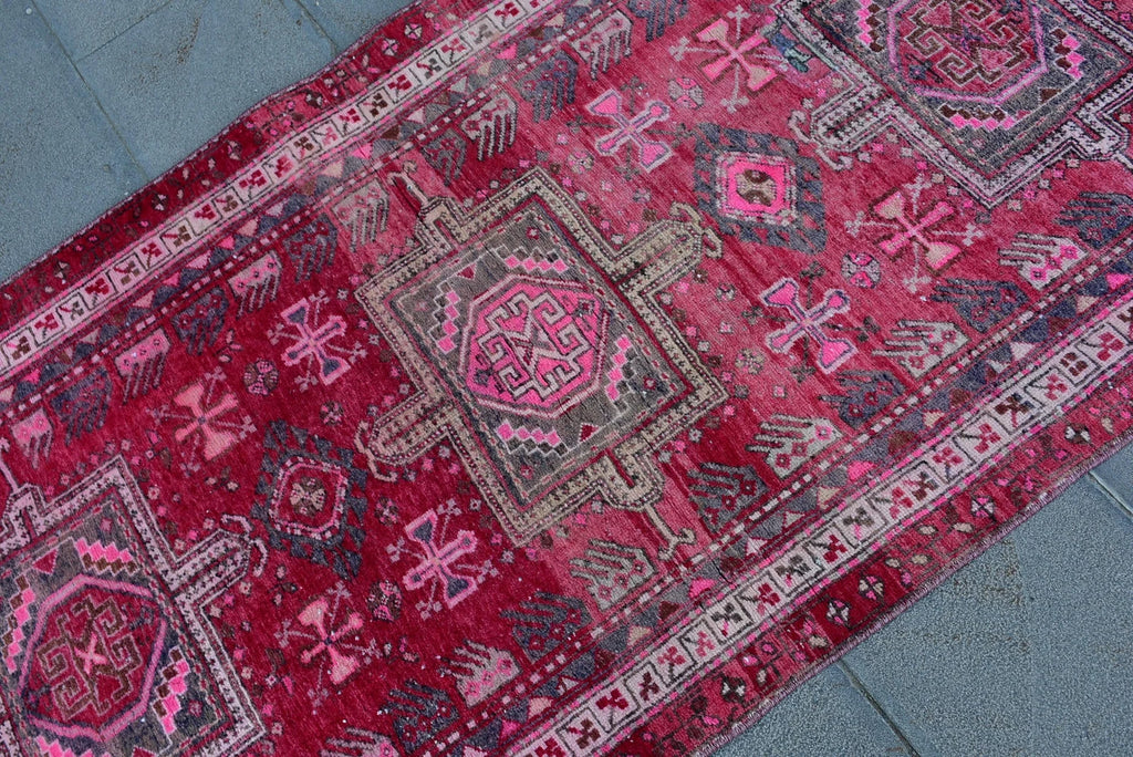 Vintage Turkish Runner Rug 3.3 x 9.8 ft
