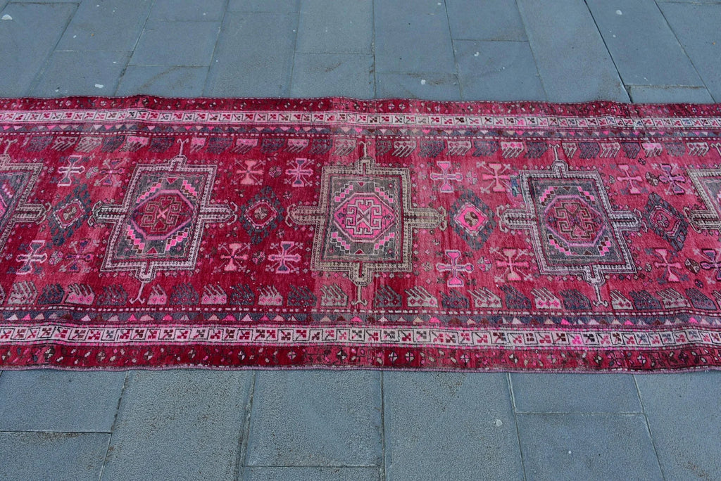 Vintage Turkish Runner Rug 3.3 x 9.8 ft
