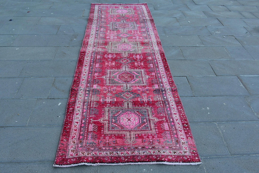 Vintage Turkish Runner Rug 3.3 x 9.8 ft