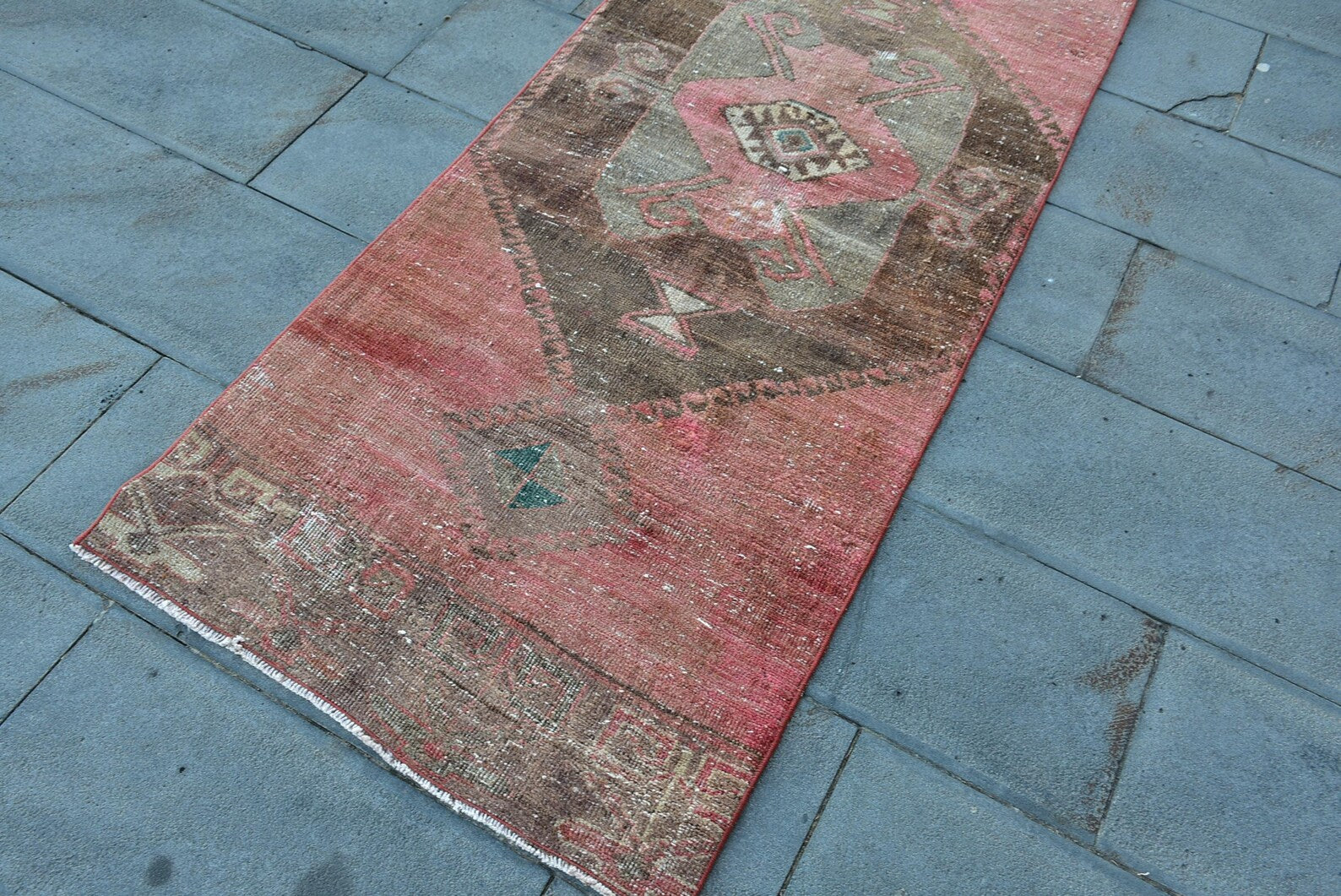 Vintage Turkish Runner Rug 2.8 x 12.2 ft