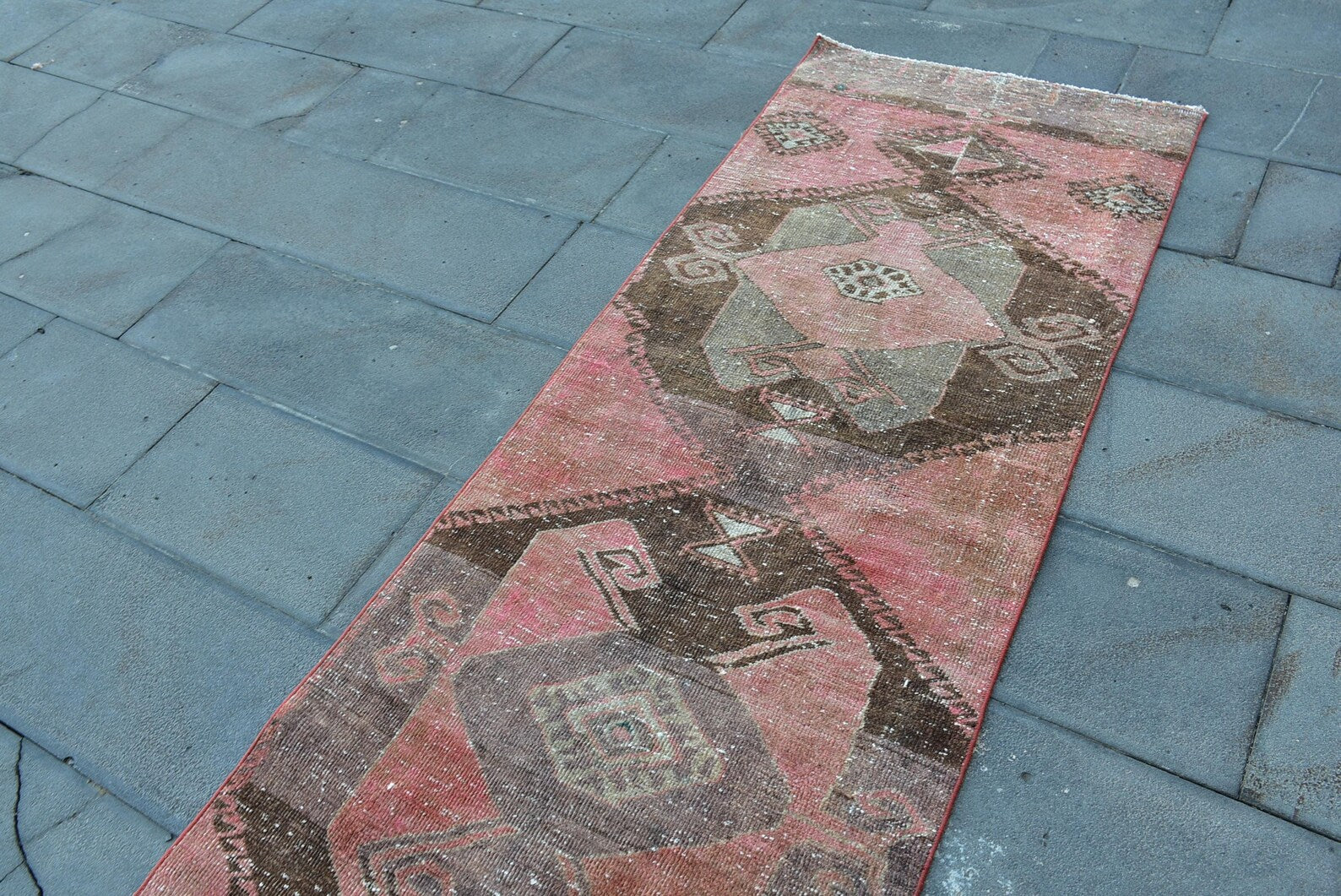 Vintage Turkish Runner Rug 2.8 x 12.2 ft