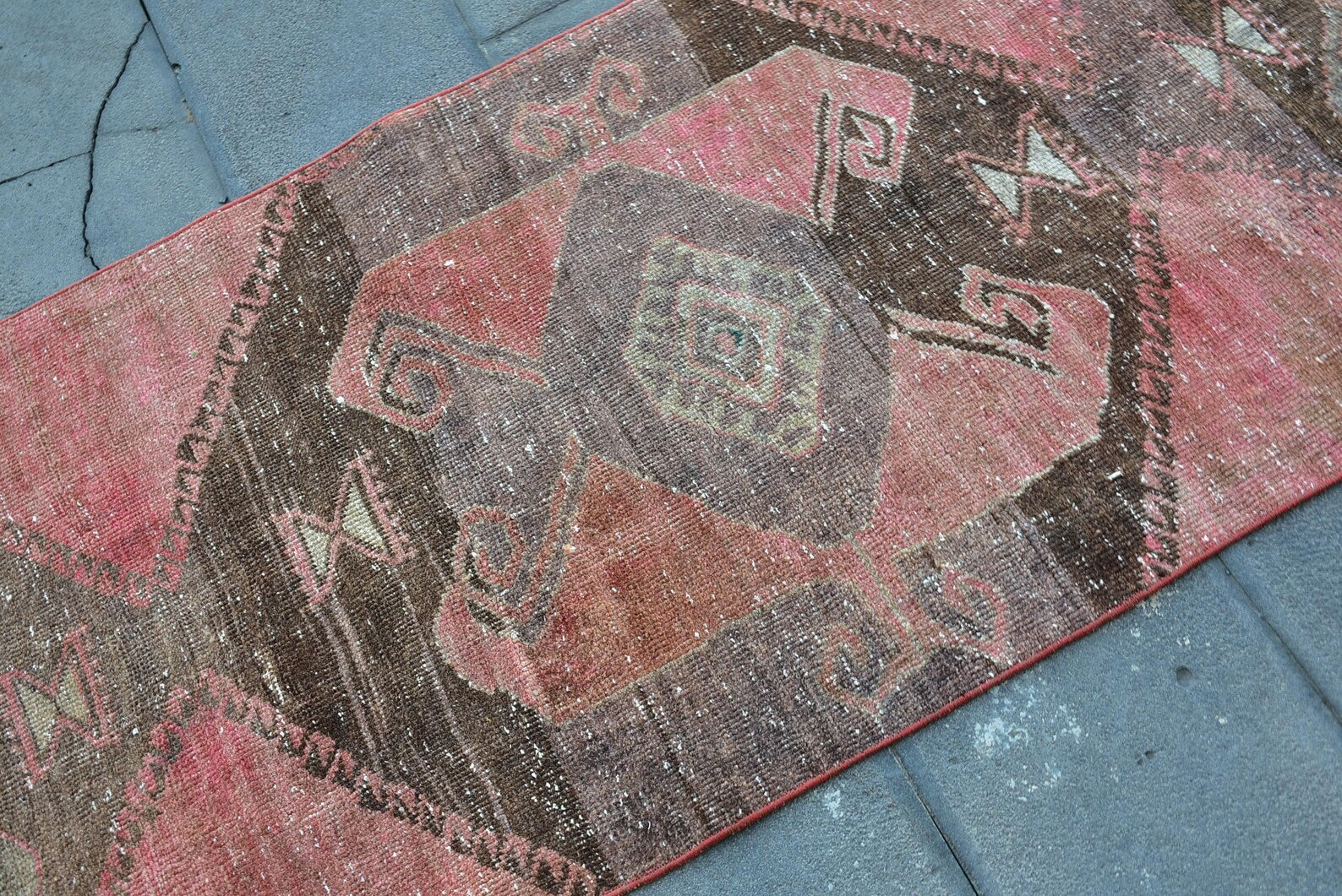 Vintage Turkish Runner Rug 2.8 x 12.2 ft
