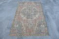 Vintage Turkish Accent Area Rug 3.7 x 6.9 ft