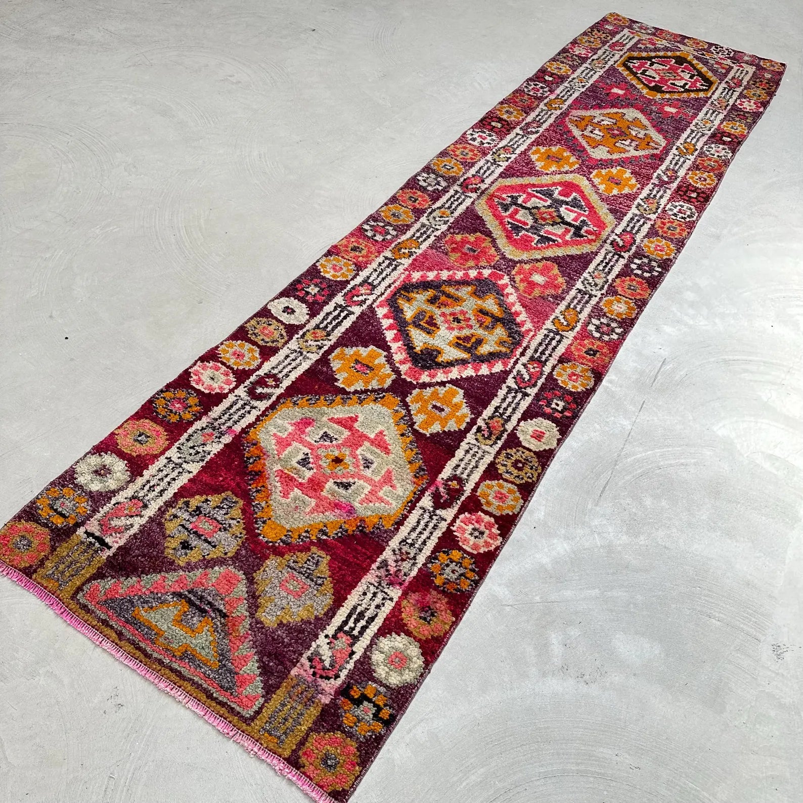 Vintage Turkish Runner Rug 2.7 x 10.5 ft