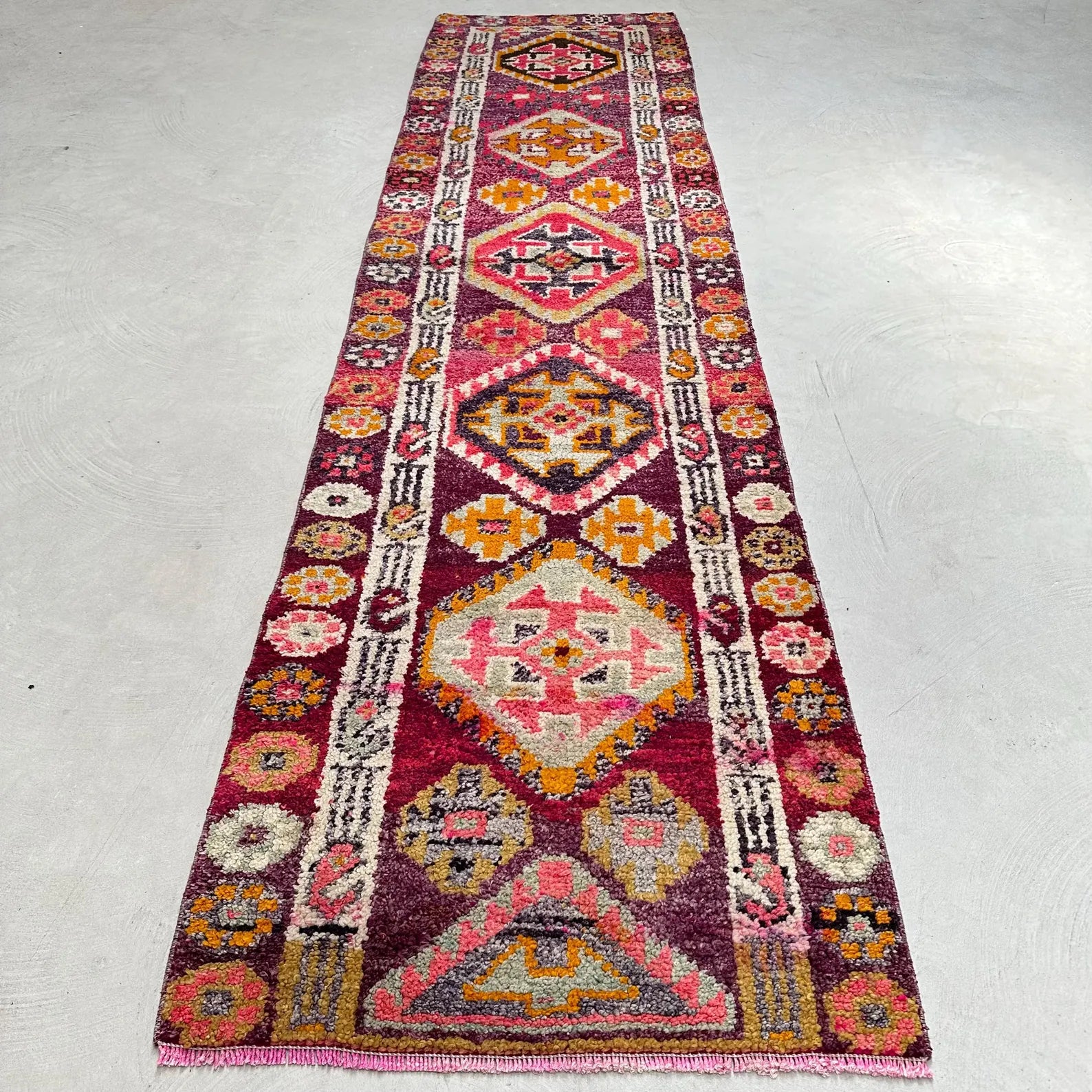 Vintage Turkish Runner Rug 2.7 x 10.5 ft