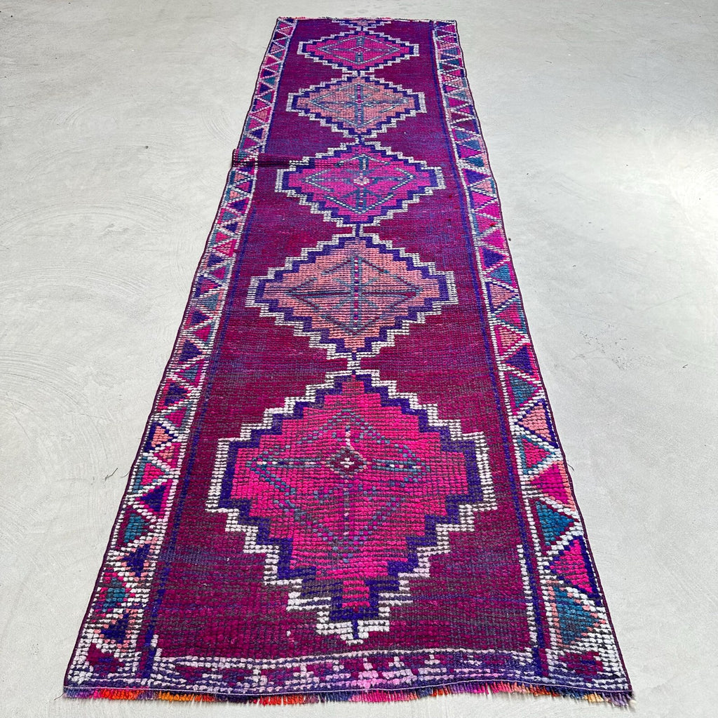 Vintage Turkish Runner Rug 2.9 x 10.4 ft