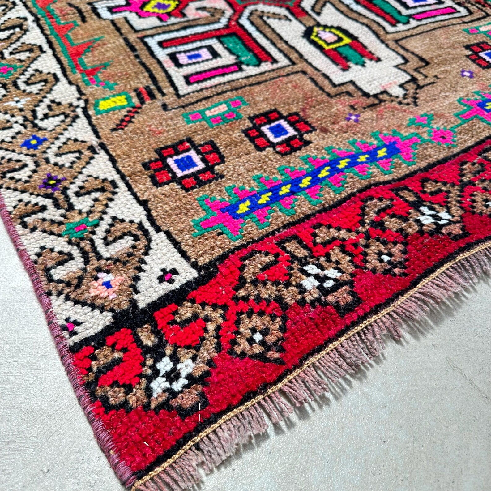 Vintage Turkish Runner Rug 2.8 x 11.6 ft