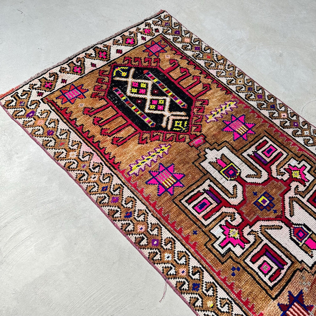 Vintage Turkish Runner Rug 2.8 x 11.6 ft