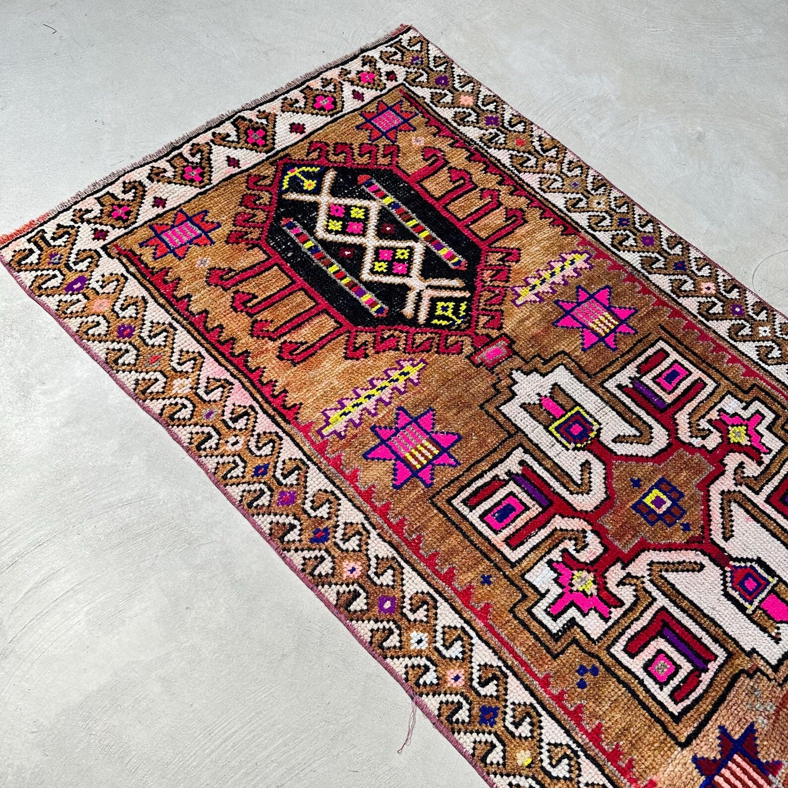 Vintage Turkish Runner Rug 2.8 x 11.6 ft