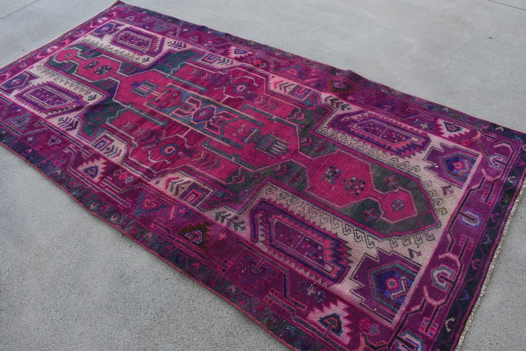Vintage Turkish Accent Area rug 4.2 x 8.8 ft
