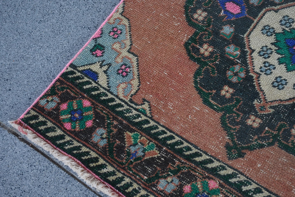 Vintage Turkish Runner Rug 2.9 x 12.2 ft