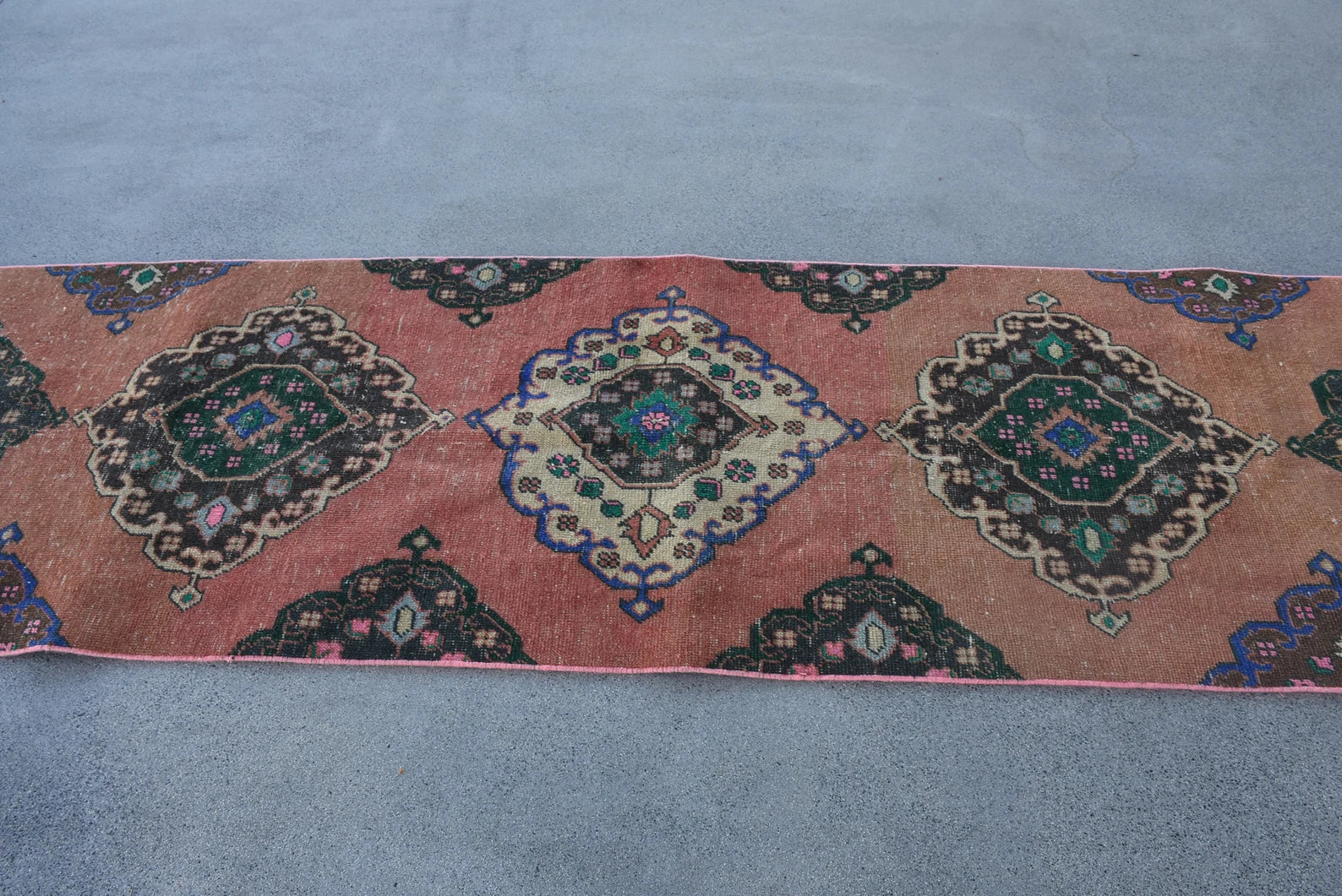 Vintage Turkish Runner Rug 2.9 x 12.2 ft
