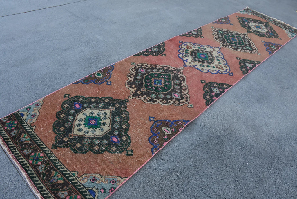 Vintage Turkish Runner Rug 2.9 x 12.2 ft