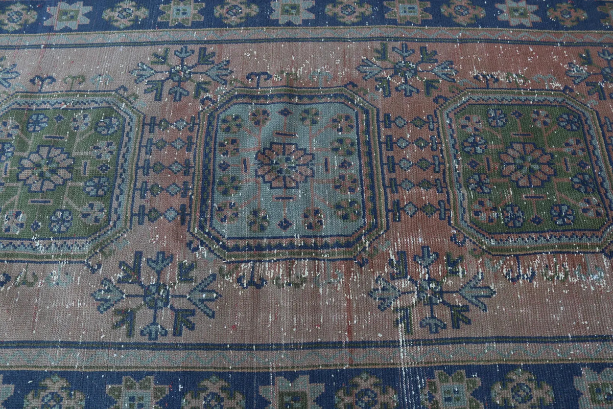 Vintage Turkish Accent Area rug 4 x 10.6 ft