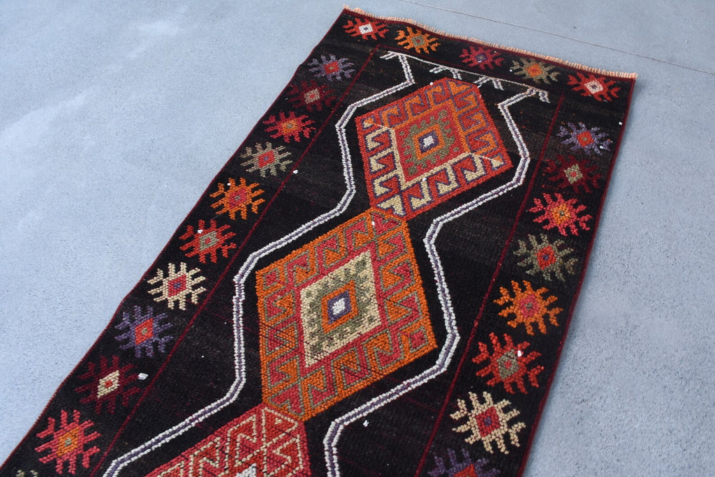 Vintage Turkish Runner Rug 3.1 x 10.3 ft