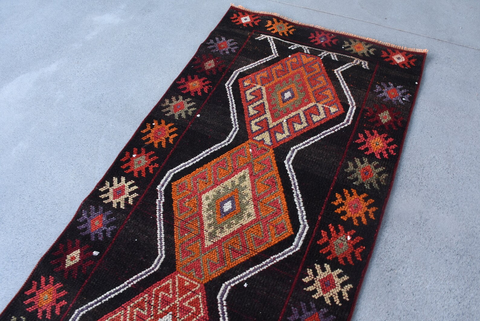 Vintage Turkish Runner Rug 3.1 x 10.3 ft