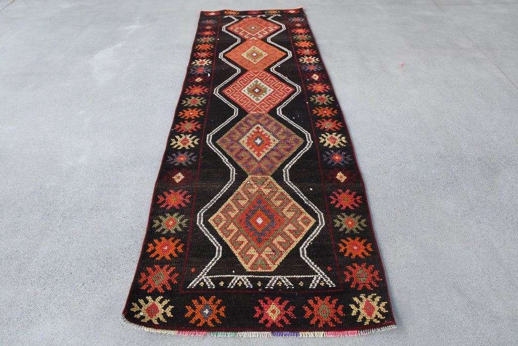 Vintage Turkish Runner Rug 3.1 x 10.3 ft