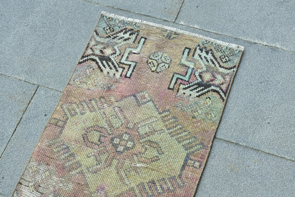 Vintage Turkish Mini Rug 1.3 x 2.6 ft