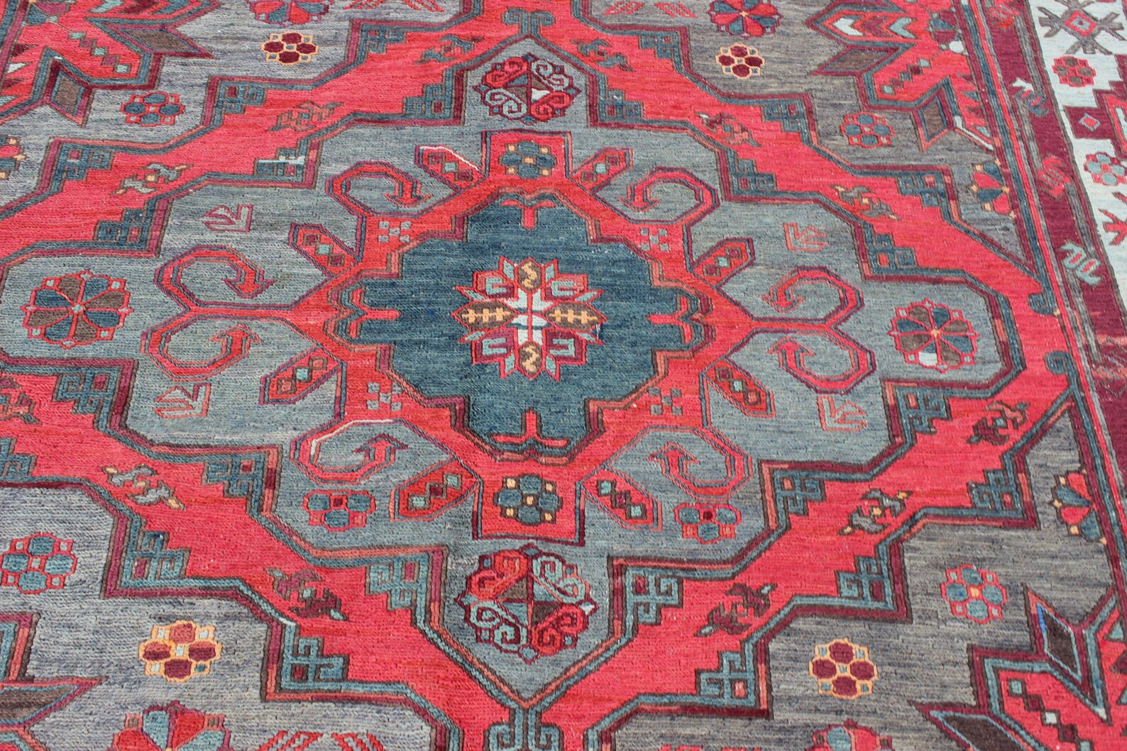 XL Vintage Soumak Accent Area Rug 7.3 x 12.5 ft