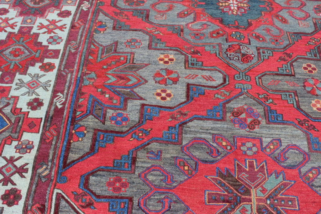 XL Vintage Soumak Accent Area Rug 7.3 x 12.5 ft