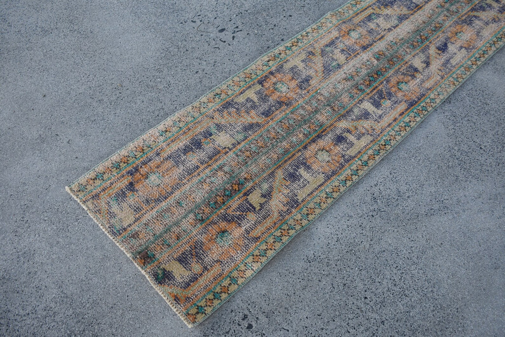 Vintage Turkish Runner Rug 1.7 x 9.6 ft