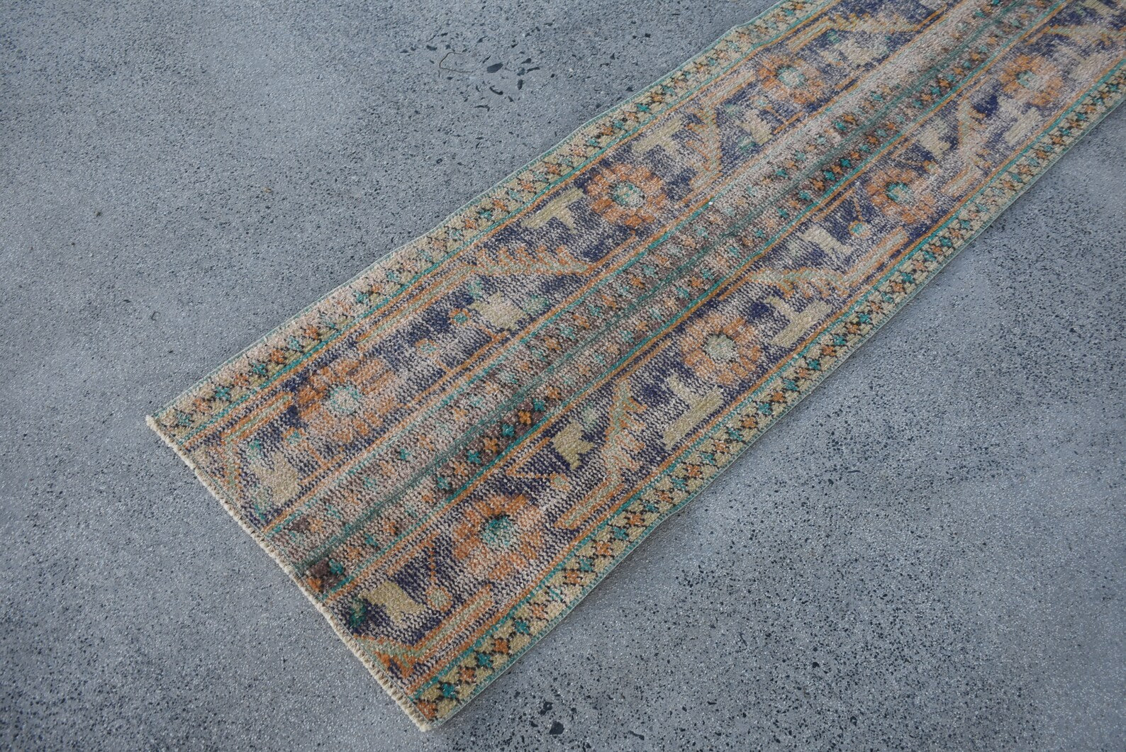 Vintage Turkish Runner Rug 1.7 x 9.6 ft