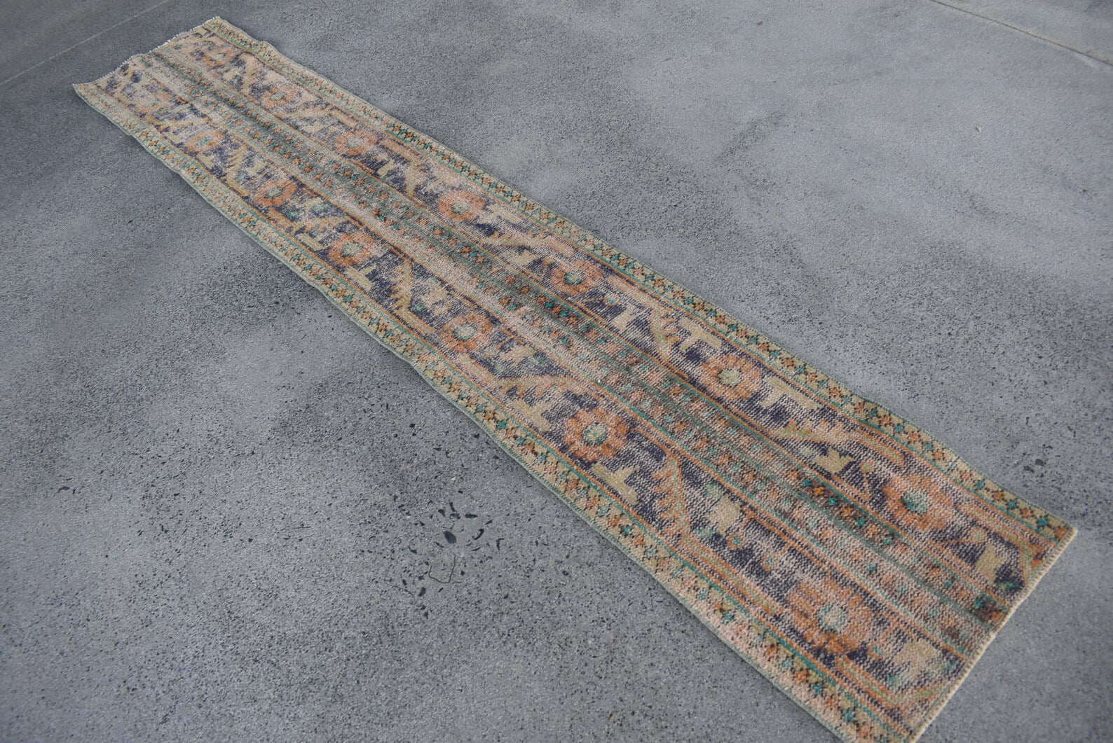 Vintage Turkish Runner Rug 1.7 x 9.6 ft
